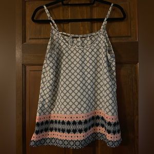 Skies Are Blue White Patterned Spaghetti Strap Top with Cute Back Detail